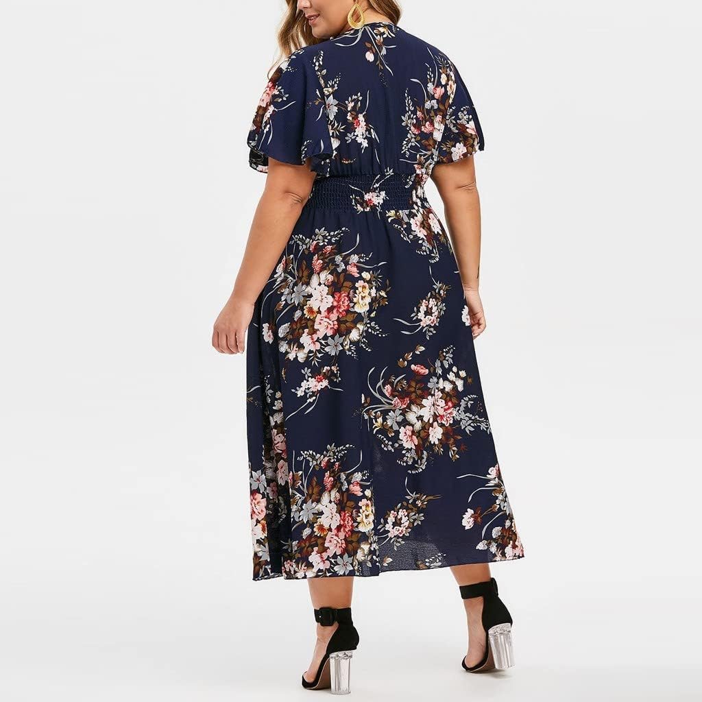 Savannah | Refined Floral V-Neck A-Line Midi Dress