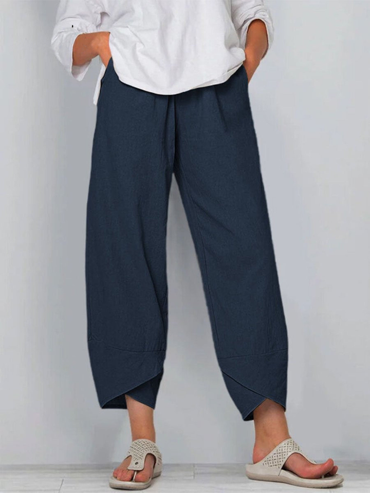 Savannah | Refined Wide Leg Linen Pants with Tapered Harem Hem