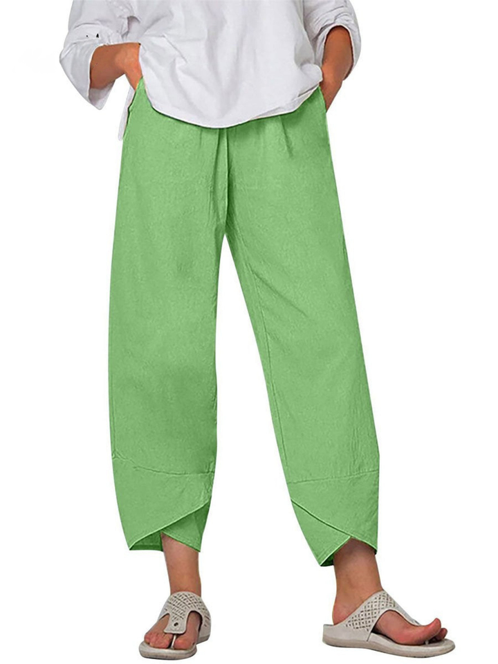 Savannah | Refined Wide Leg Linen Pants with Tapered Harem Hem