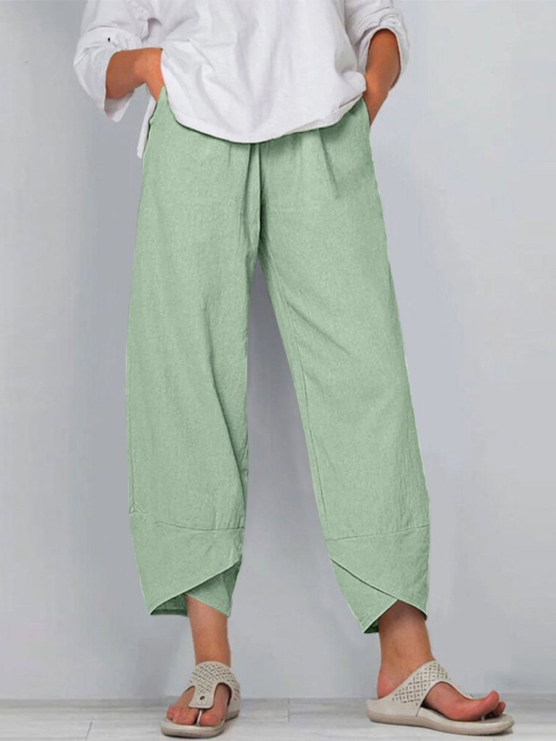 Savannah | Refined Wide Leg Linen Pants with Tapered Harem Hem