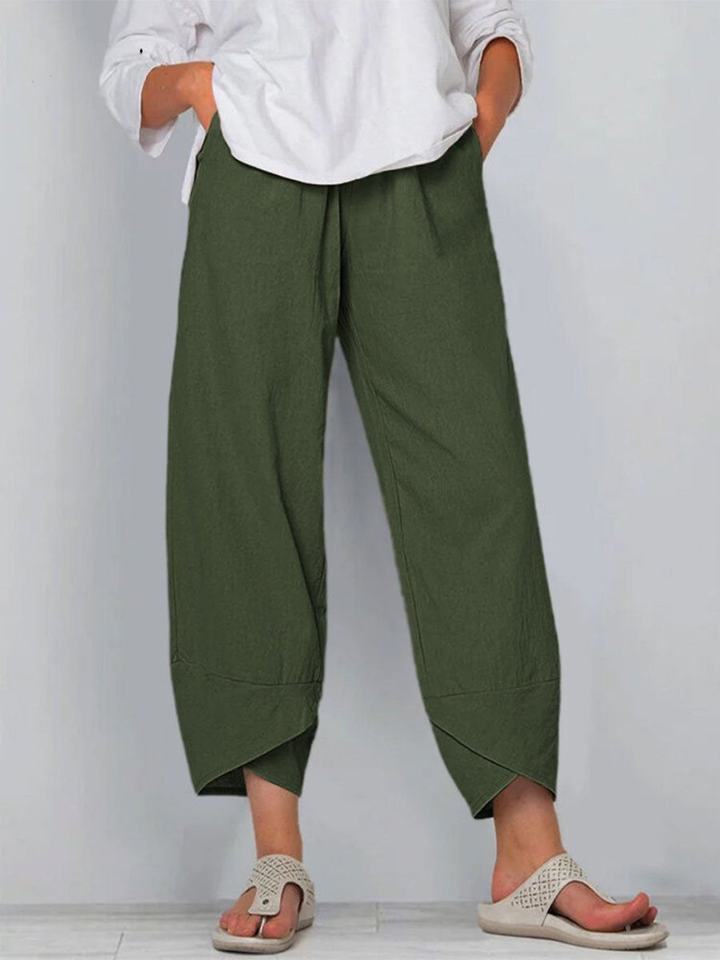 Savannah | Refined Wide Leg Linen Pants with Tapered Harem Hem