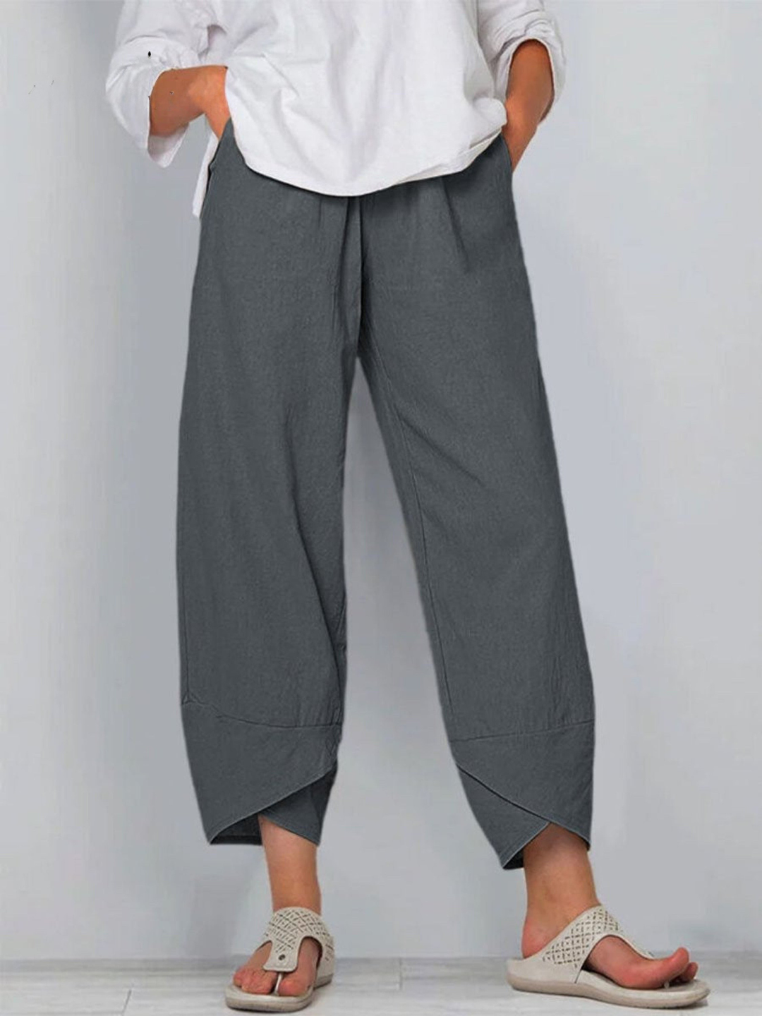 Savannah | Refined Wide Leg Linen Pants with Tapered Harem Hem