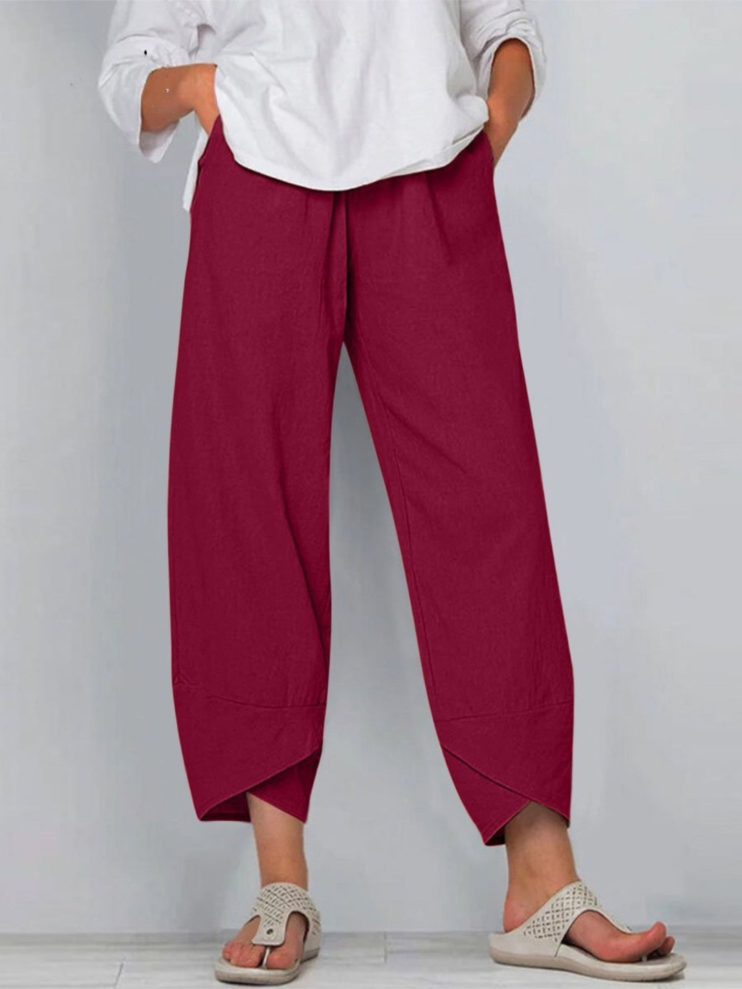 Savannah | Refined Wide Leg Linen Pants with Tapered Harem Hem