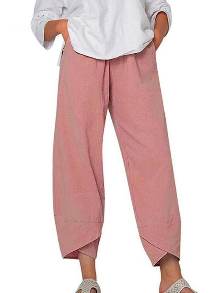 Savannah | Refined Wide Leg Linen Pants with Tapered Harem Hem