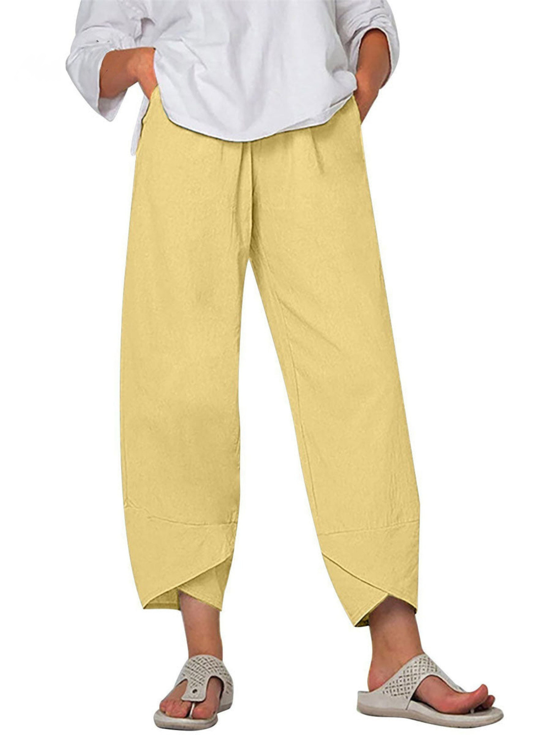 Savannah | Refined Wide Leg Linen Pants with Tapered Harem Hem