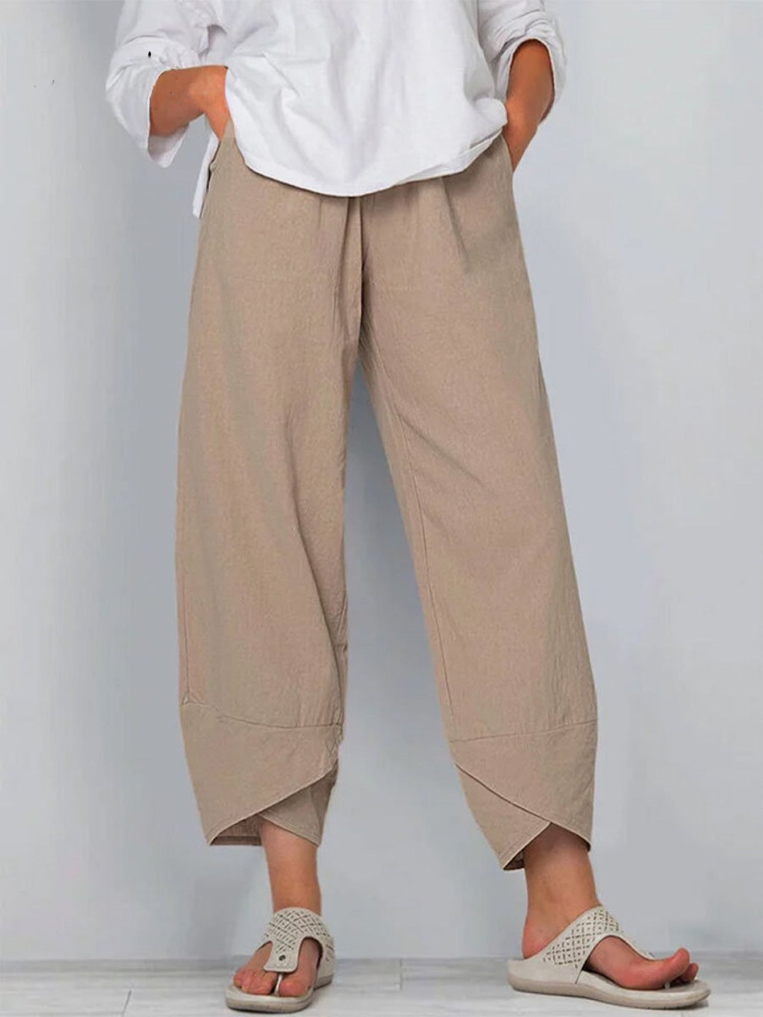 Savannah | Refined Wide Leg Linen Pants with Tapered Harem Hem