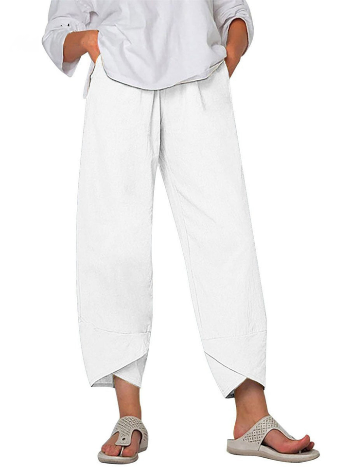 Savannah | Refined Wide Leg Linen Pants with Tapered Harem Hem