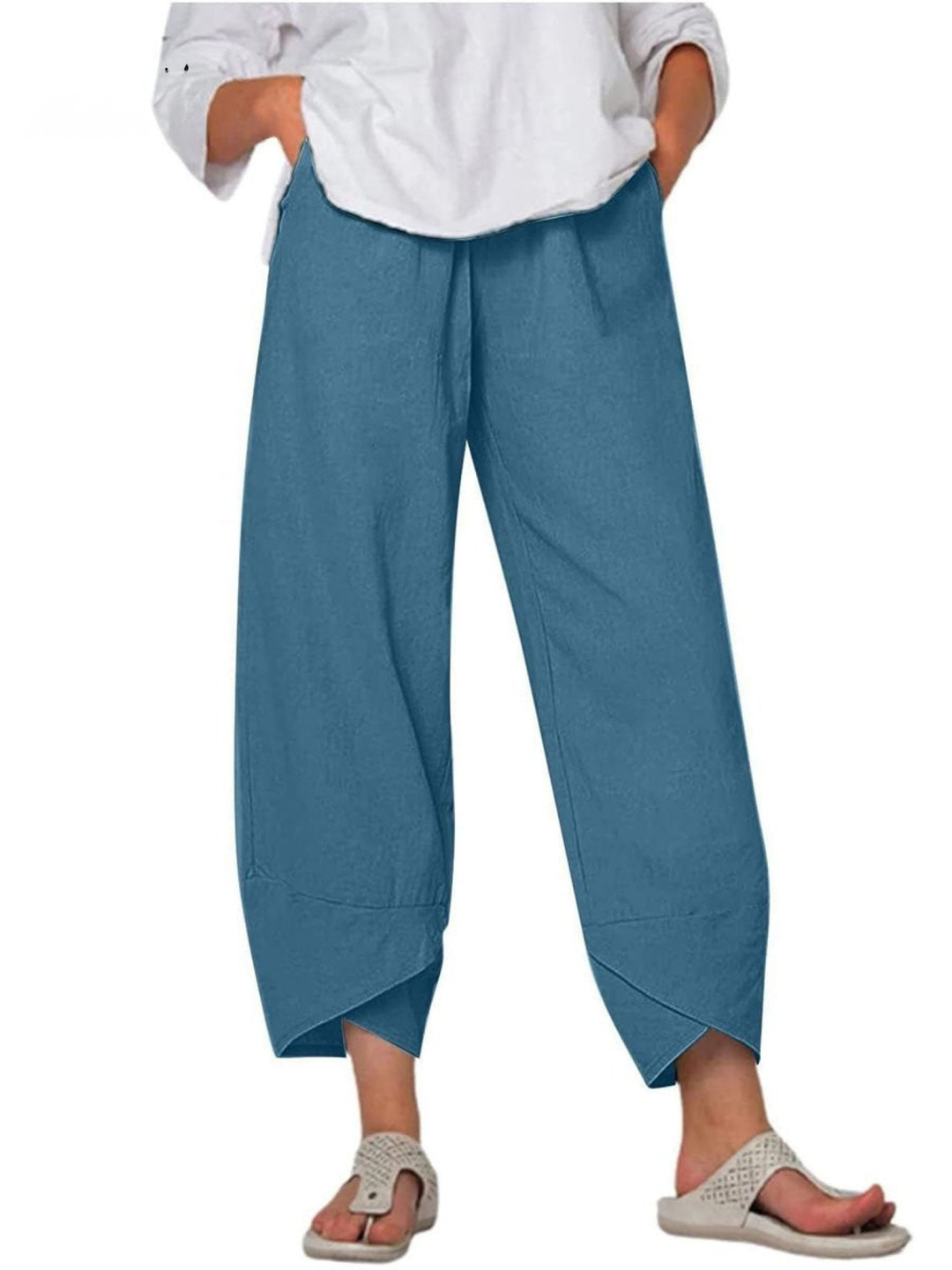 Savannah | Refined Wide Leg Linen Pants with Tapered Harem Hem