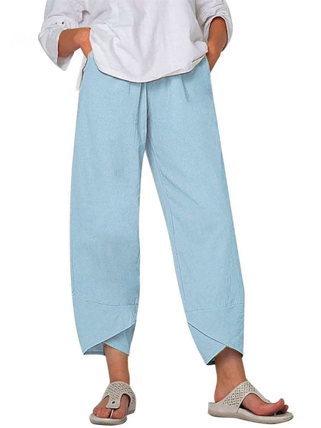 Savannah | Refined Wide Leg Linen Pants with Tapered Harem Hem