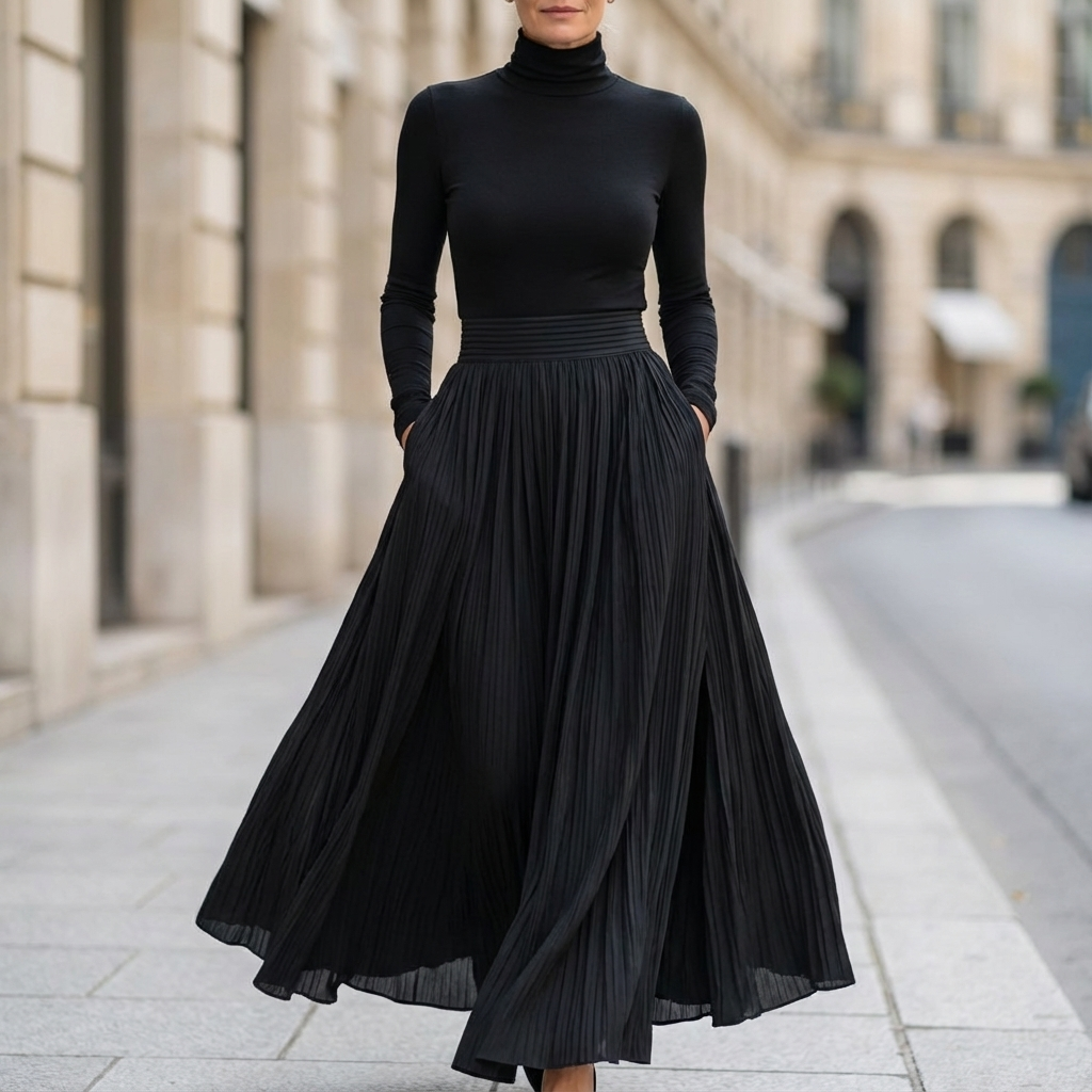 Savannah | Sophisticated High Waisted Pleated Maxi Skirt