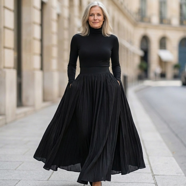 Savannah | Sophisticated High Waisted Pleated Maxi Skirt
