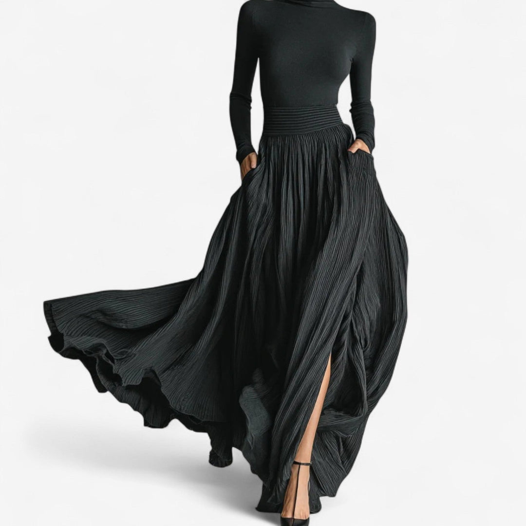 Savannah | Sophisticated High Waisted Pleated Maxi Skirt