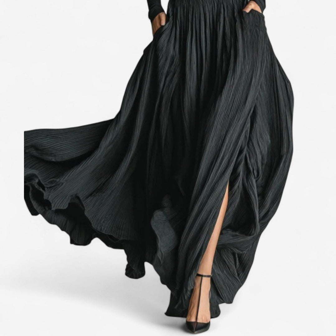 Savannah | Sophisticated High Waisted Pleated Maxi Skirt