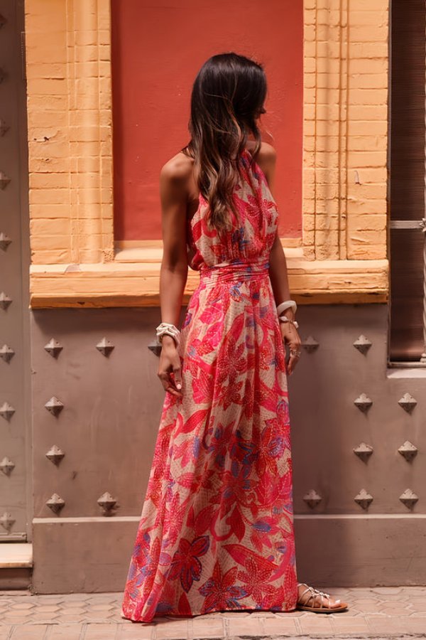 Savannah | Stylish Floral Halter Neck Maxi Beach Dress
