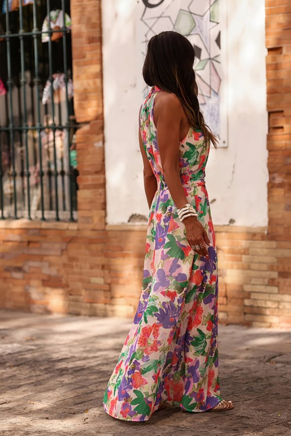 Savannah | Stylish Floral Halter Neck Maxi Beach Dress