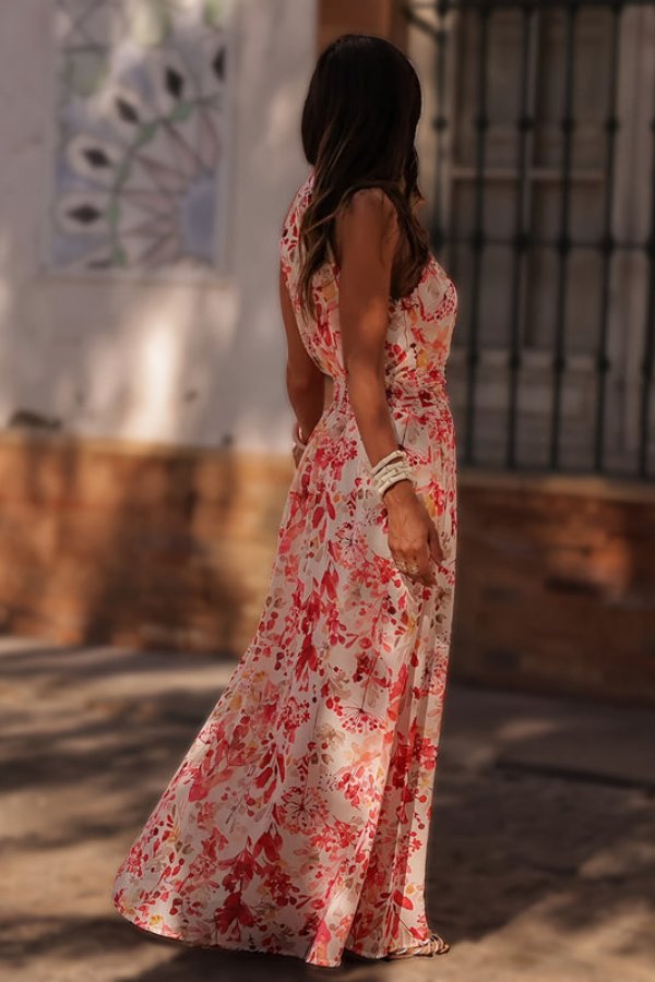 Savannah | Stylish Floral Halter Neck Maxi Beach Dress