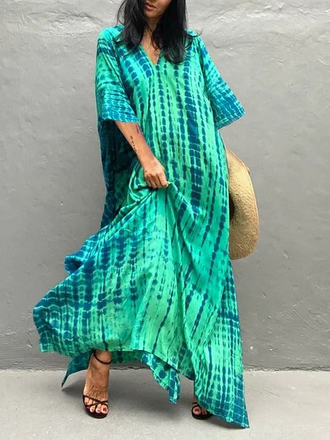 Scarlett | Elegant Tie-Dye Kaftan Beach Dress