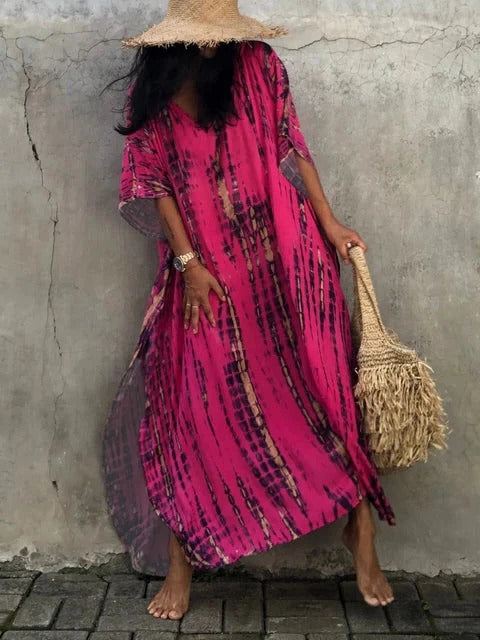 Scarlett | Elegant Tie-Dye Kaftan Beach Dress