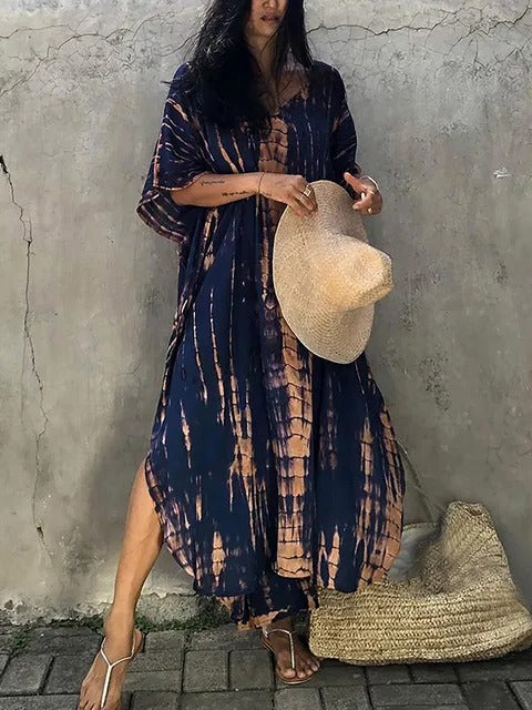 Scarlett | Elegant Tie-Dye Kaftan Beach Dress