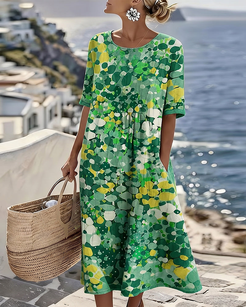 Scarlett | Sophisticated Abstract Floral Casual Midi Dress