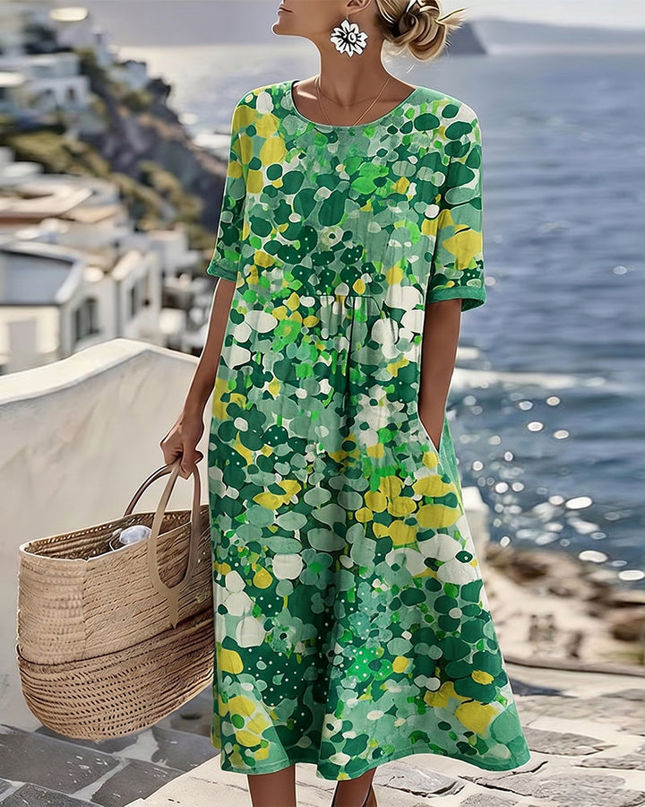 Scarlett | Sophisticated Abstract Floral Casual Midi Dress