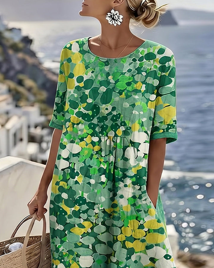 Scarlett | Sophisticated Abstract Floral Casual Midi Dress