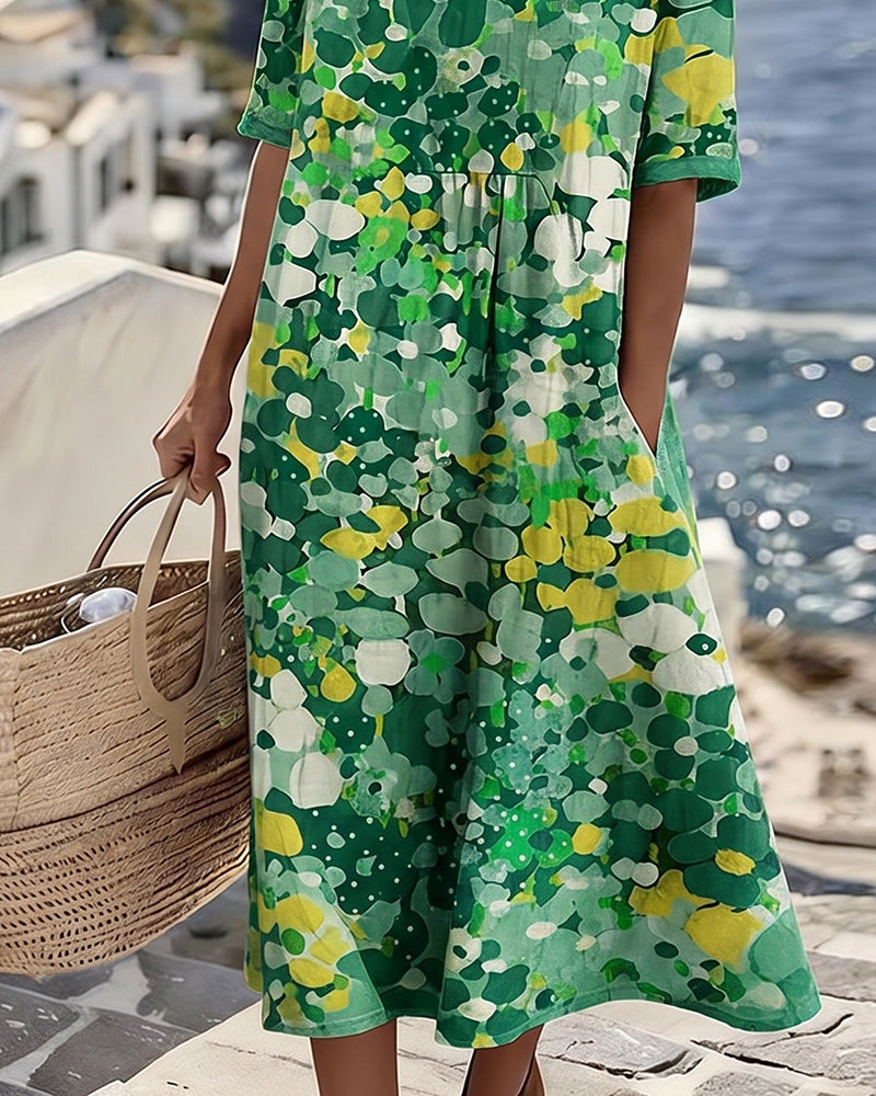 Scarlett | Sophisticated Abstract Floral Casual Midi Dress