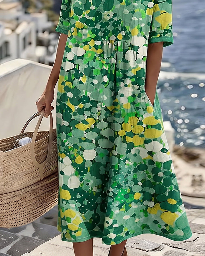 Scarlett | Sophisticated Abstract Floral Casual Midi Dress