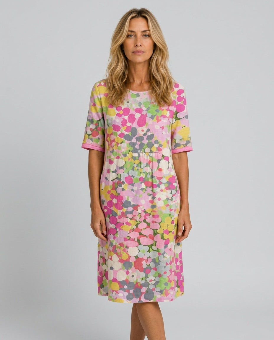 Scarlett | Sophisticated Abstract Floral Casual Midi Dress