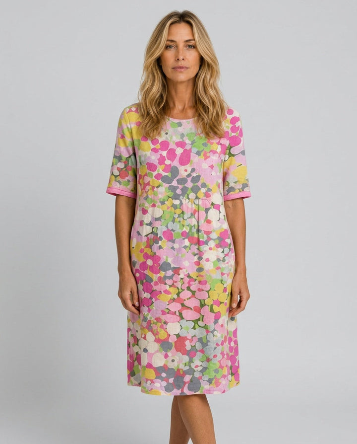 Scarlett | Sophisticated Abstract Floral Casual Midi Dress