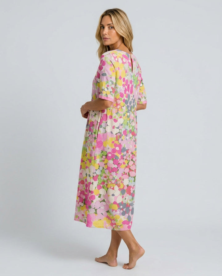 Scarlett | Sophisticated Abstract Floral Casual Midi Dress