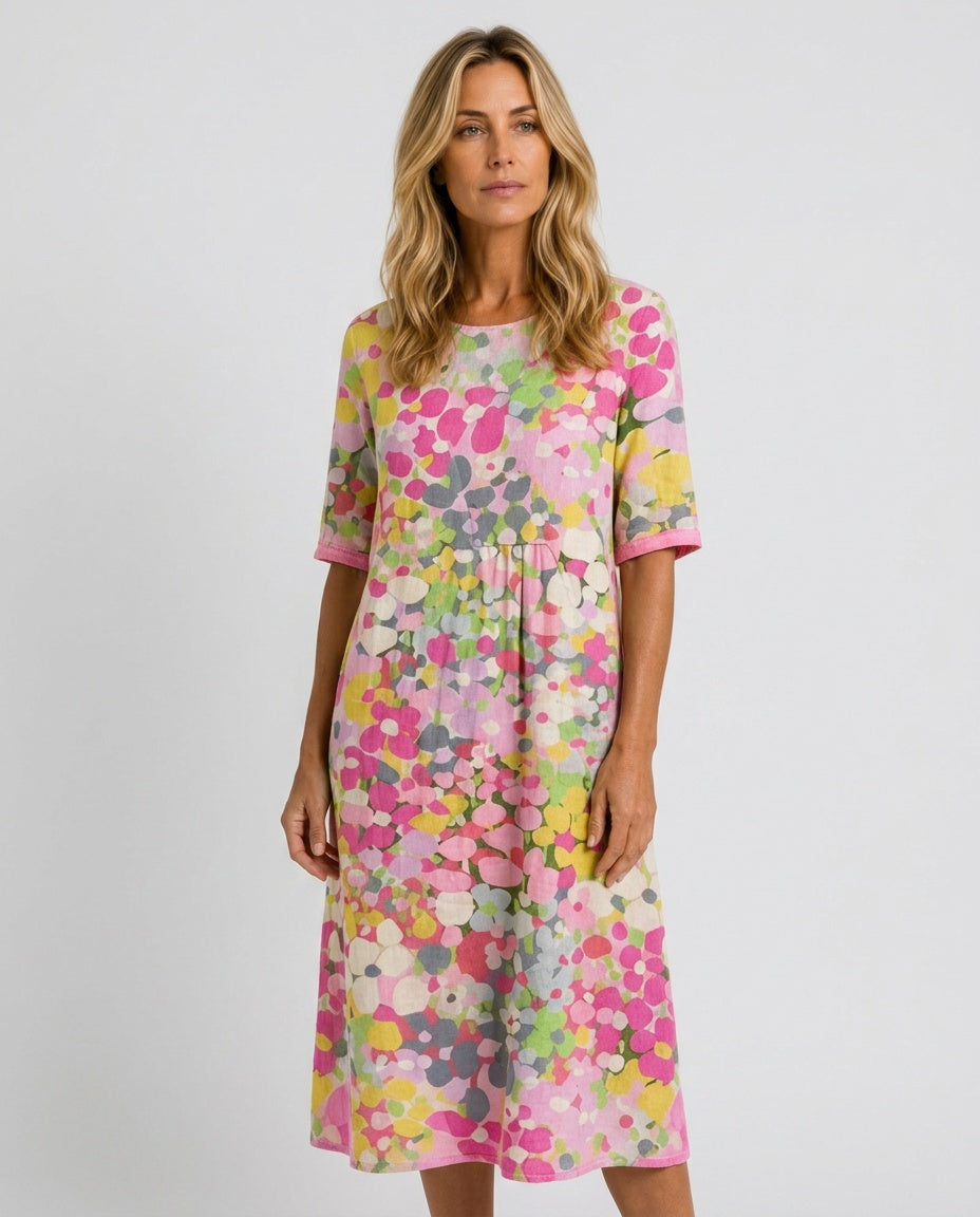 Scarlett | Sophisticated Abstract Floral Casual Midi Dress