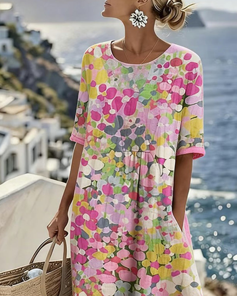 Scarlett | Sophisticated Abstract Floral Casual Midi Dress