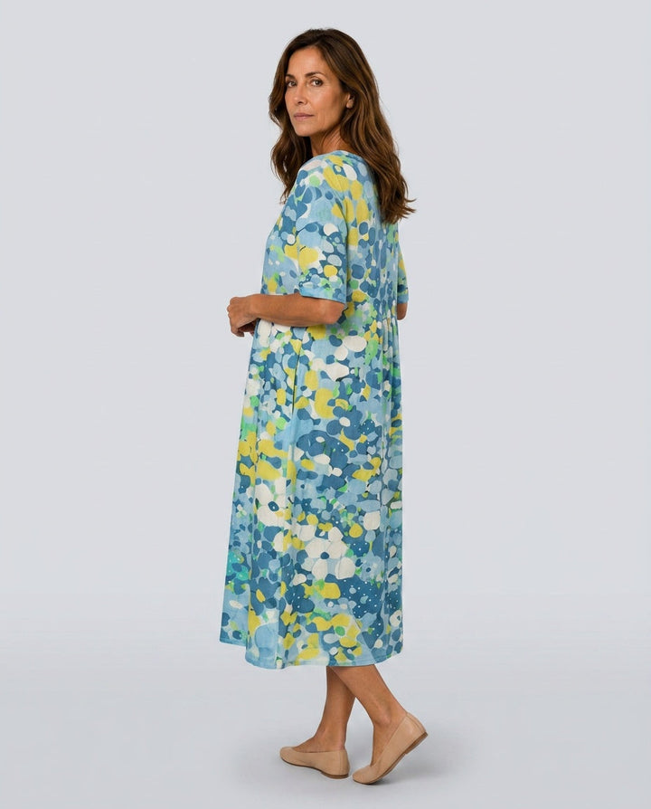 Scarlett | Sophisticated Abstract Floral Casual Midi Dress