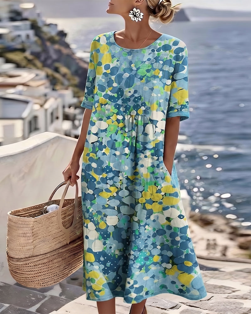 Scarlett | Sophisticated Abstract Floral Casual Midi Dress