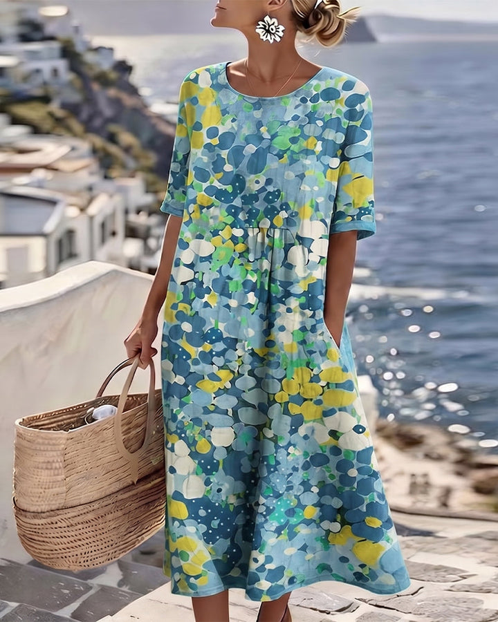 Scarlett | Sophisticated Abstract Floral Casual Midi Dress