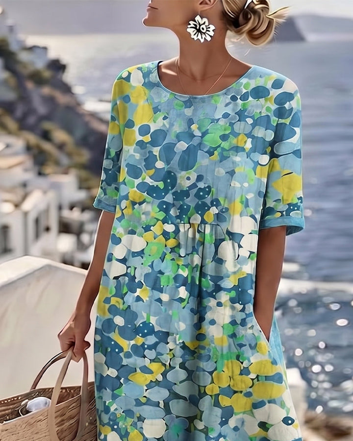 Scarlett | Sophisticated Abstract Floral Casual Midi Dress