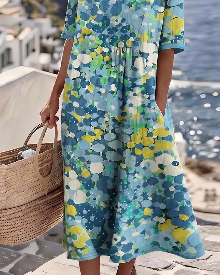 Scarlett | Sophisticated Abstract Floral Casual Midi Dress