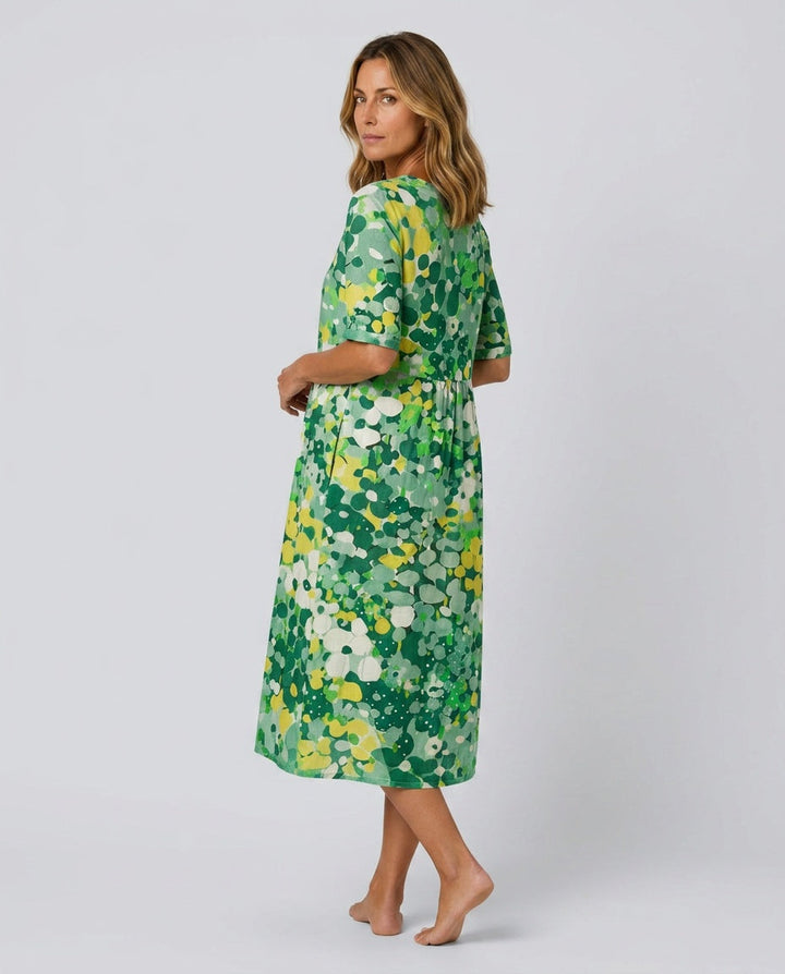 Scarlett | Sophisticated Abstract Floral Casual Midi Dress