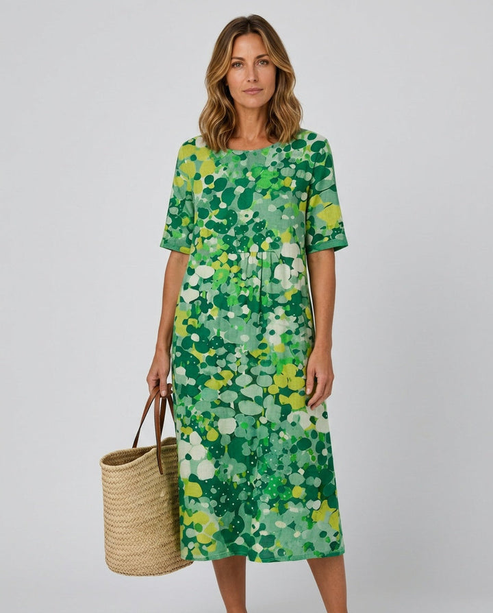 Scarlett | Sophisticated Abstract Floral Casual Midi Dress