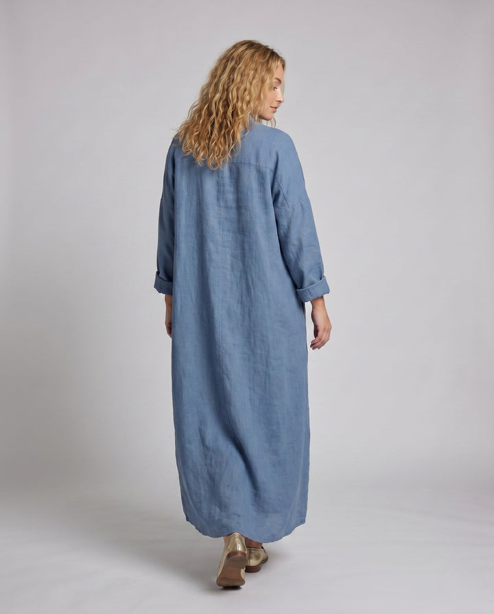 Scarlett | Sophisticated Button Placket Linen Maxi Dress