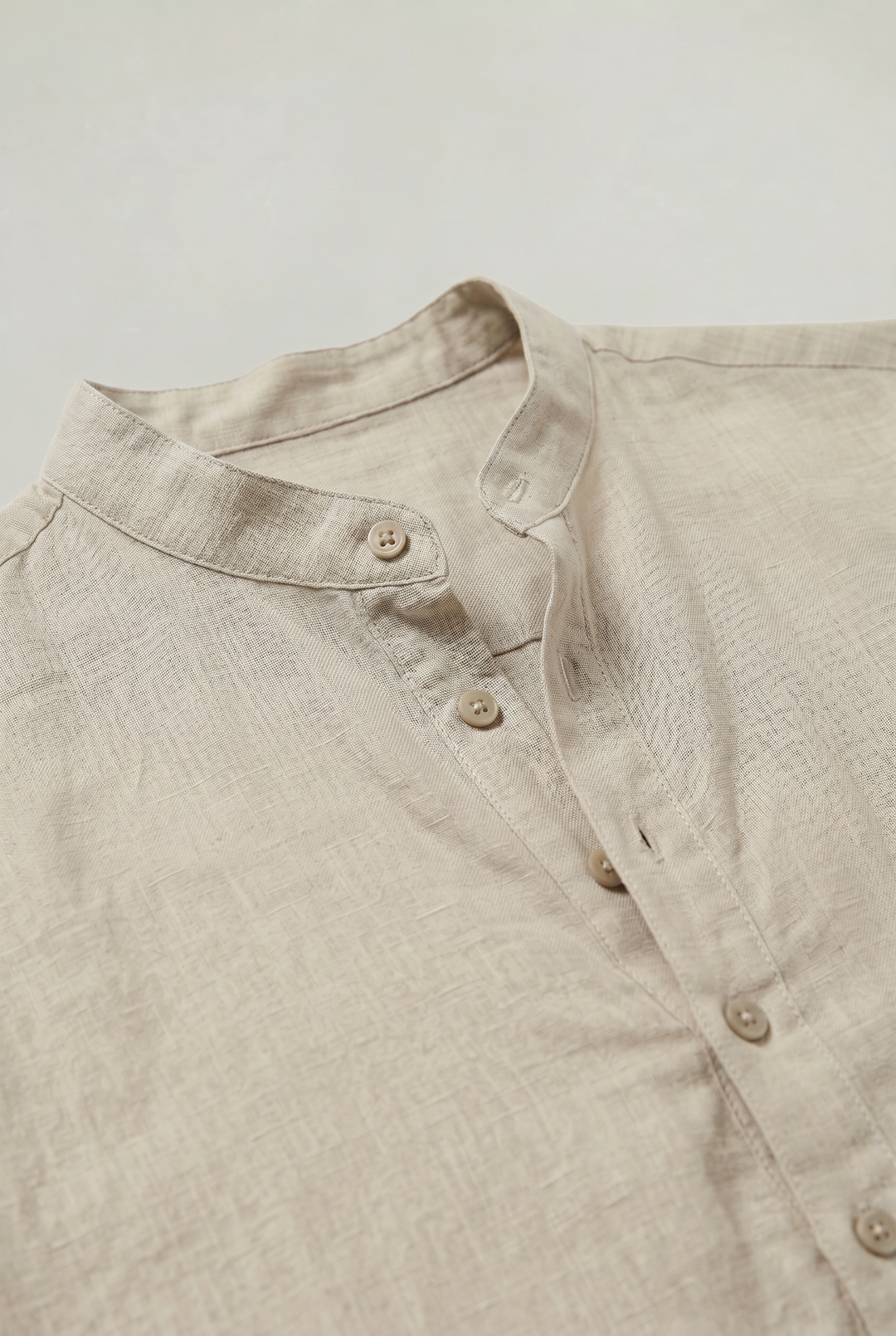 Sebastian | Chic Grandad Collar Linen Shirt with Roll-Up Sleeves