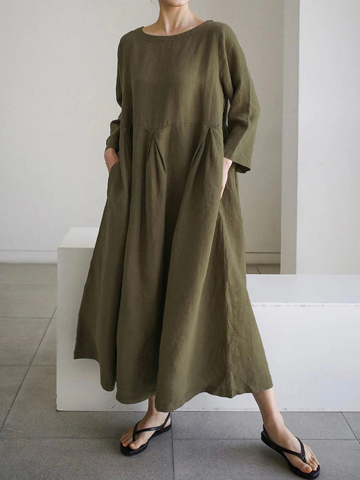 Sienna | Classic Oversized Linen Maxi Dress with Pockets