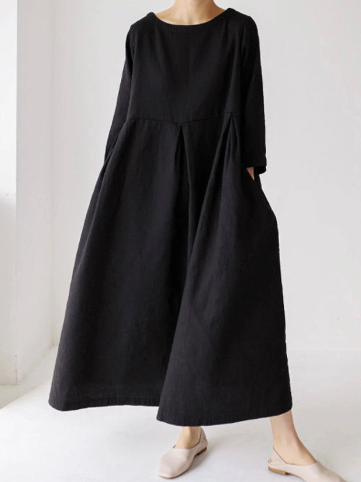 Sienna | Classic Oversized Linen Maxi Dress with Pockets
