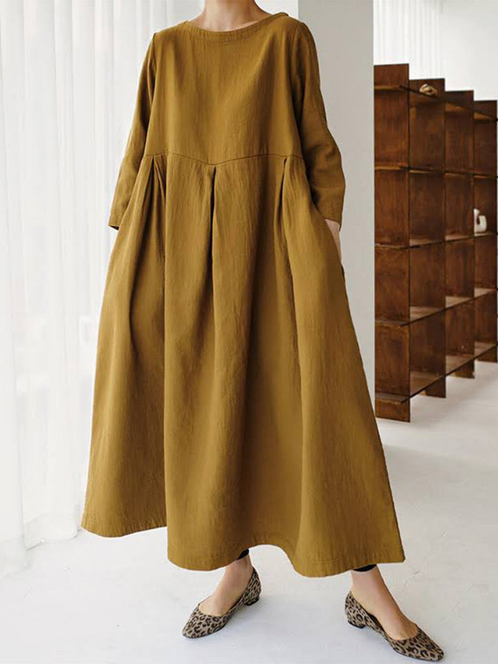 Sienna | Classic Oversized Linen Maxi Dress with Pockets