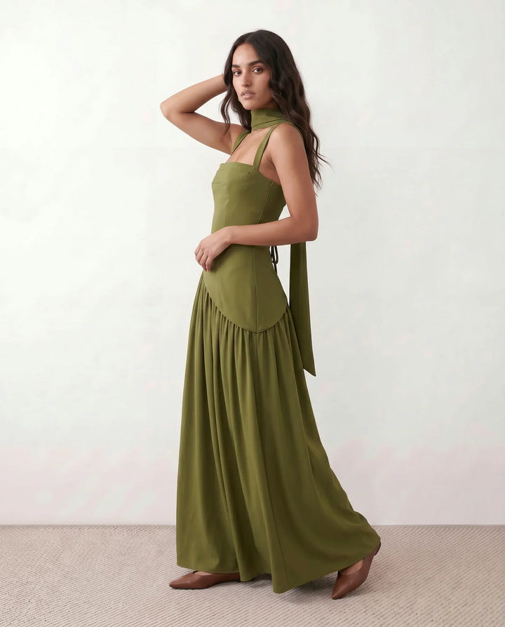 Sienna | Effortless Corset Lace-Up Races Dress with Thigh Split