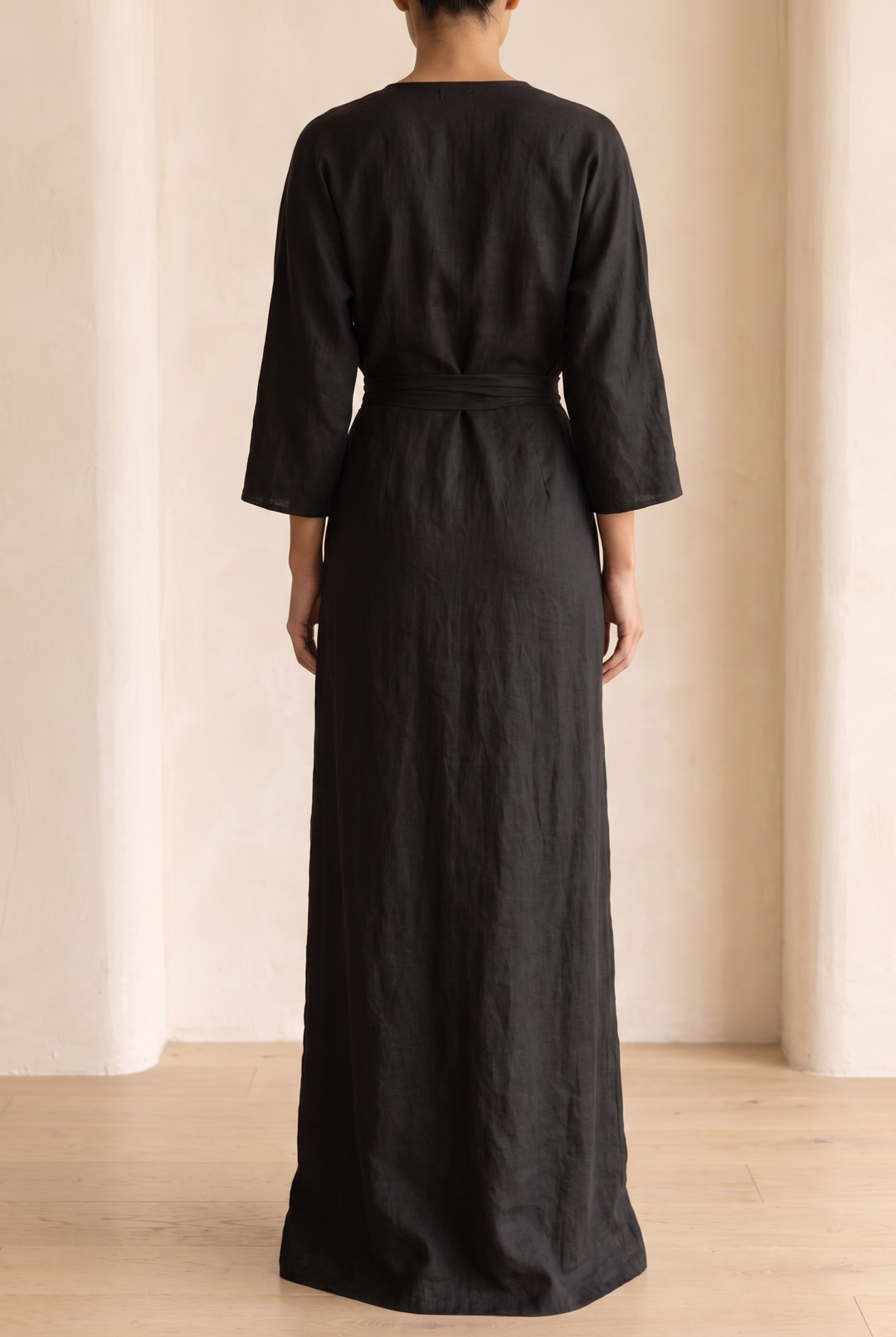 Sienna | Elegant V-Neck Wrap Linen Dress