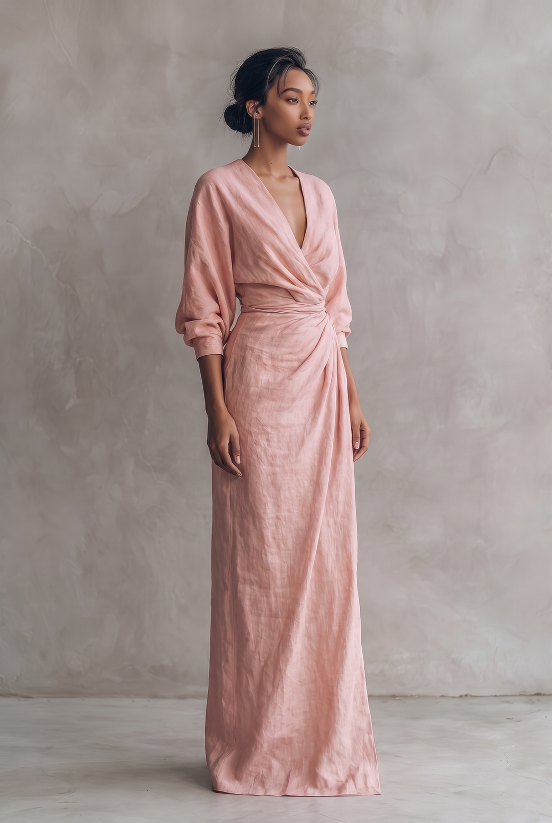 Sienna | Elegant V-Neck Wrap Linen Dress