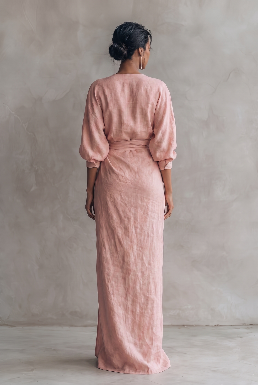 Sienna | Elegant V-Neck Wrap Linen Dress