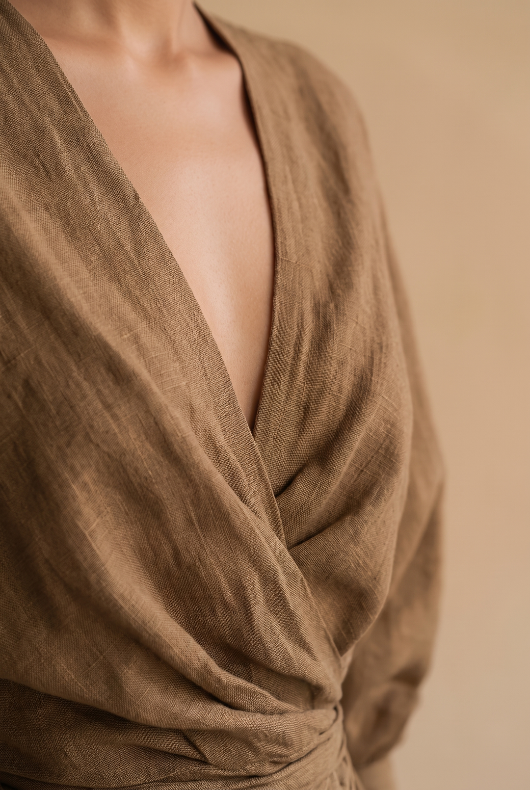 Sienna | Elegant V-Neck Wrap Linen Dress